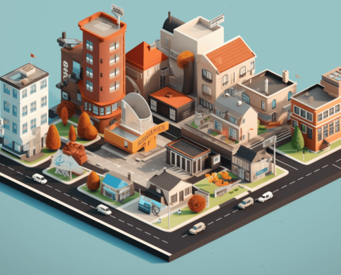 Visuel d’une ville en flatdesign