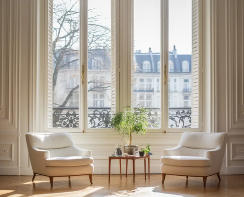 Bel appartement haussmannien avec une fenêtre et une vue dégagée