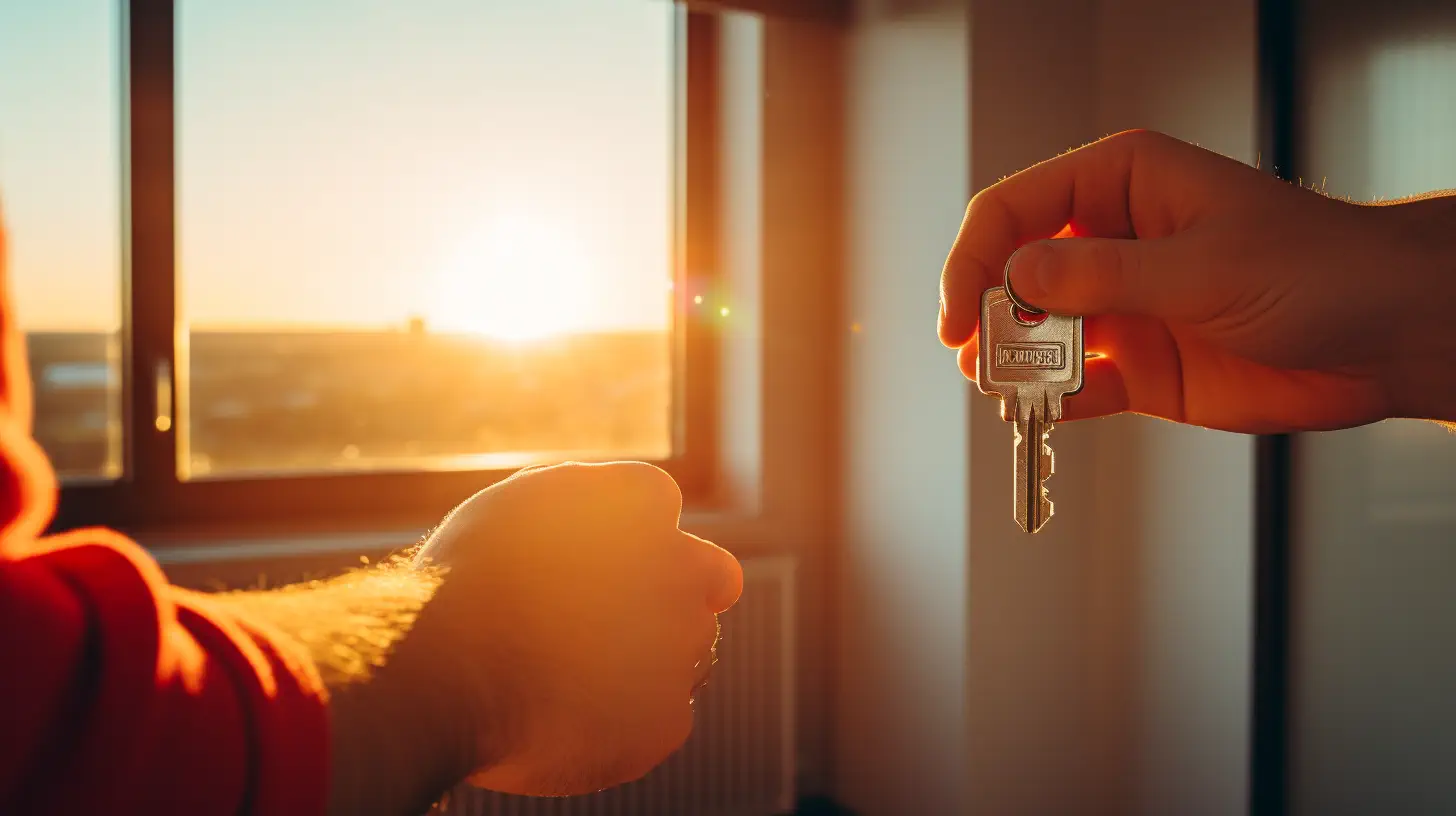 Quelqu'un donne une clé à quelqu'un d'autre dans un appartement