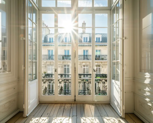 Appartement avec du parquet en bois massif