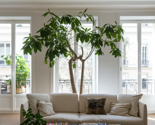 Arbre dans un appartement blanc