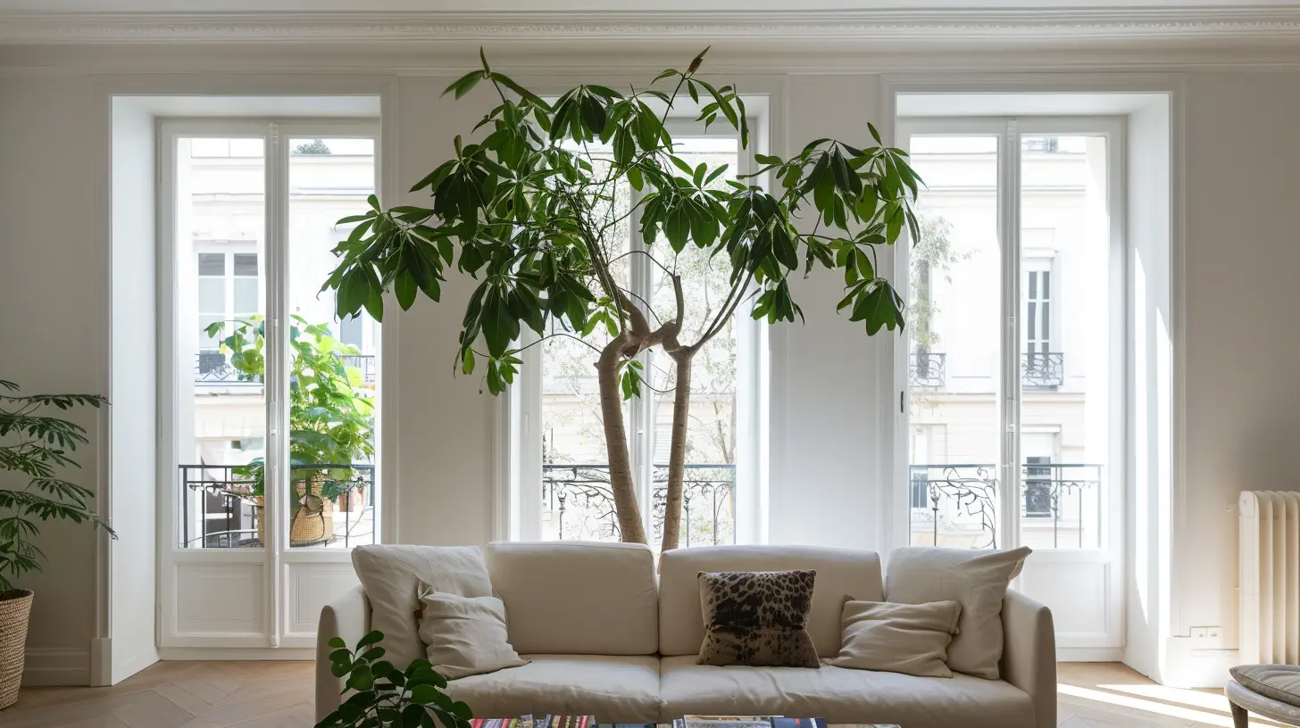 Arbre dans un appartement blanc